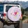 Colorful Suspended Hearts with Dots Love Symbols Lavender Background - Home Decor Gift Spare Tire Cover - 3