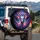 Pearlescent White Dragon Head Golden Horns Blue Eyes Glowing Spiral - Fantasy Car Decor Spare Tire Cover - 3