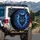Majestic Snarling Wolf Electric Blue Lightning Storm Clouds - Outdoor Adventure Gift Spare Tire Cover - 3