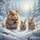Four Fluffy Hamsters Winter Snow Pine Branches - Wildlife Lover Gift Spare Tire Cover - 6