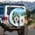 Blue Eyed Happy Husky Dogs Mountain Highway Wildflowers - Dog Lover Travel Essentials Gift Spare Tire Cover - 3