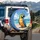 Blue Yellow Macaw Parrot Sunny Beach Ocean Waves Clear Sky - Wildlife Lover Gift Spare Tire Cover - 3