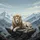 White Lion Golden Mane Rugged Rocks Snowy Mountain Vista - Nature Lover Gift Spare Tire Cover - 6