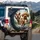Smiling Grinning Brown Poodle Dogs Open Road Adventure - Adventure Lover Gift Spare Tire Cover - 3