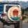 Japanese Torii Gate Red Sun Cherry Blossom Clouds Water - Travel Essentials Gift Spare Tire Cover - 3