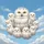 Majestic Snowy Owl Family Chicks Blue Sky Cumulus Clouds - Wildlife Lover Gift for Owl Lovers Spare Tire Cover - 6
