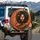 African American Woman Curly Hair Gold Hoops - Personal Expression Gift Spare Tire Cover - 3