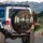 Five Realistic Grey Aliens in Vintage American Car Desert Landscape - Sci-Fi Fan Gift Spare Tire Cover - 3