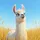 Smiling White Llama Pink Ears Golden Grass Blue Sky - Wildlife Lover Gift for Llama Fan Spare Tire Cover - 6
