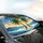 Vibrant Palm Trees Sandy Beach Ocean Waves Sun Distant Islands - Car Interior Upgrade Car Sunshade - 6