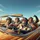 Chimpanzees Orange Sunglasses Tropical Shirts Vintage Convertible Road Trip Travel Gift Spare Tire Cover - 6
