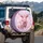 Fluffy Pink Highland Cow Calf Blowing Bubbles Celestial - Home Decor Gift for Cow Lover Spare Tire Cover - 3