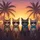 Stylish Cats Sunglasses Bow Ties Tropical Sunset Palm Trees - Cat Lover Gift Spare Tire Cover - 6