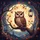 Wide-Eyed Brown Owl Tree Branch Moon Autumn Lantern Castle - Wildlife Lover Gift for Owl Lovers Spare Tire Cover - 6