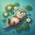 Smiling Otter Floating Lily Pads Turquoise Pond Water - Wildlife Lover Gift for Otter Lover Spare Tire Cover - 6