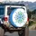 Blue Morning Glory Flowers Green Vines Golden Stars - Everyday Outdoor Vehicle Decor Gift Spare Tire Cover - 3