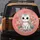 White Grey Striped Cat Pink Daisy Flowers Teal Dots Coral Background - Cat Lover Home Decor Gift Spare Tire Cover - 5
