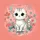 White Grey Striped Cat Pink Daisy Flowers Teal Dots Coral Background - Cat Lover Home Decor Gift Spare Tire Cover - 6