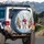 Bull Calf Red Scarf Teddy Bears Christmas Trees - Snowy Holiday Gift Spare Tire Cover - 3
