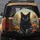 Amber Eye Black Cat Poppy Aster Meadow Nature Lover Gift for Cat Lover Spare Tire Cover - 5