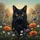Amber Eye Black Cat Poppy Aster Meadow Nature Lover Gift for Cat Lover Spare Tire Cover - 6