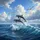 Dolphins Leaping Ocean Wave Seagulls Cumulus Clouds - Ocean Lover Gift Spare Tire Cover - 6