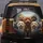 Smiling Fluffy Goldendoodle Dog Pack Road Trip Scene - Pet Lover Gift for Dog Owners Spare Tire Cover - 5