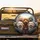 Smiling Fluffy Goldendoodle Dog Pack Road Trip Scene - Pet Lover Gift for Dog Owners Spare Tire Cover - 2