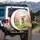 Joyful Fluffy White Dog Cherry Blossom Park - Outdoor Nature Lover Gift Spare Tire Cover - 3