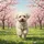 Joyful Fluffy White Dog Cherry Blossom Park - Outdoor Nature Lover Gift Spare Tire Cover - 6