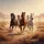Brown Red White Wild Horse Trio Gallop Dusty Desert - Wildlife Lover Gift Spare Tire Cover - 6