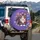 Long-Haired Cat Green Eyes Stylized Fish Purple Field - Cat Lover Gift Spare Tire Cover - 3