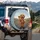 Happy Doodle Dog Sunglasses Steering Wheel Hot Rod Flames - Driving Lover Gift Spare Tire Cover - 3