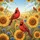 Northern Cardinals Golden Sunflowers Wheat Field Blue Sky - Wildlife Lover Decor Gift Garden Flag - 6