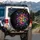 Dynamic Rainbow Spectrum Teardrop Leaf Shapes Explosion - Boho Lifestyle Gift Spare Tire Cover - 3