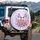 Iridescent Dragonflies Pink Daisy Flowers Butterflies Green Leaves - Home Decor Gift Spare Tire Cover - 3