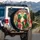Cheerful Green Dinosaurs Santa Hats Christmas Trees Snowflakes Gift - Christmas Holiday Season Spare Tire Cover - 3