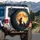 Seated Woman Black Cat Full Moon - Twilight Car Decor for Cat Lover Spare Tire Cover - 3