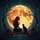 Seated Woman Black Cat Full Moon - Twilight Car Decor for Cat Lover Spare Tire Cover - 6