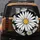 Prominent Daisy Floral Field White Petals Golden Center Black Background Everyday Style Spare Tire Cover - 5