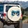Blue Irises Cartoon Eyes Black Eyebrows Electric Streaks - Car Decor Gift Spare Tire Cover - 3