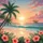 Tropical Beach Sunset Palm Trees Hibiscus Ocean - Home Decor Gift Spare Tire Cover - 6
