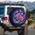 Pink Roses Iridescent Butterflies Glowing Waves Starlight - Home Decor Gift Spare Tire Cover - 4