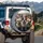Black White Fawn French Bulldogs Piled Up Outdoor Road Scene - Dog Lover Gift Spare Tire Cover - 3
