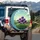 Purple Allium Thistle Flowers Green Hills Sky - Nature Lover Gift Spare Tire Cover - 3