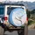 White Goose Blue Feather Wings Rainbow Sky Floating Sphere - Wildlife Lover Gift Spare Tire Cover - 3