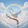 White Goose Blue Feather Wings Rainbow Sky Floating Sphere - Wildlife Lover Gift Spare Tire Cover - 6