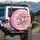 Multi-Colored Glittery Iridescent Stars Pink Cream Gingham - Vehicle Accent Gift Spare Tire Cover - 3