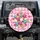 Multi-Colored Glittery Iridescent Stars Pink Cream Gingham - Vehicle Accent Gift Spare Tire Cover - 1