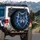 Majestic Wolf Head Golden Eyes Radiating Electric Blue Lightning - Wildlife Lover Gift Spare Tire Cover - 3